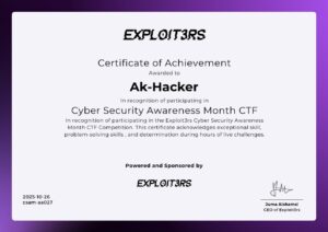 Cyber Security Awareness Month CTF certificate image