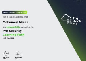 Pre Security Learning Path certificate image