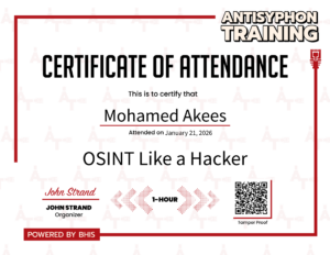 OSINT Like a Hacker certificate image