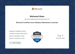 Microsoft Certified: Azure Database Administrator Associate certificate image
