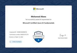 Microsoft Certified Azure AI Fundamentals certificate image