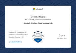 Microsoft Certified Azure Fundamentals certificate image