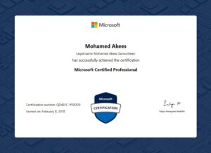 Microsoft Certified Professional certificate image